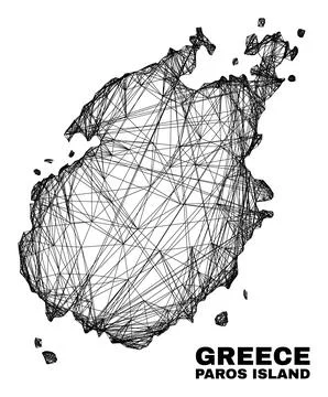Network Irregular Mesh Paros Island Map 库存插图