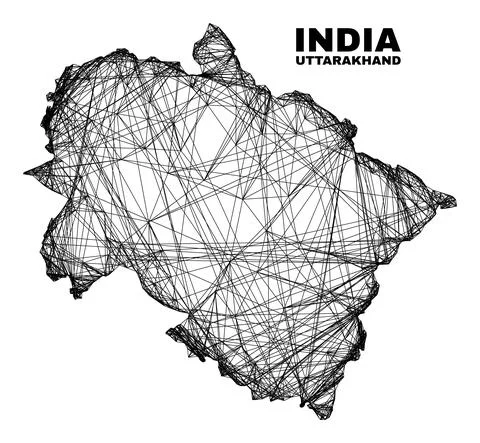 Network Irregular Mesh Uttarakhand State Map Stock Illustration