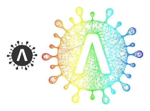 Network Lambda Coronavirus Strain Mesh Icon with Spectrum Gradient 库存插图