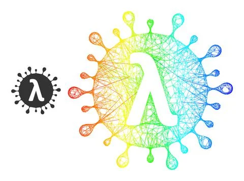 Network Lambda Covid Virus Mesh Icon with Spectrum Gradient 库存插图