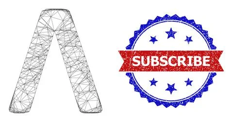 Network Lambda Greek Letter Mesh and Scratched Bicolor Subscribe Watermark Stock Illustration