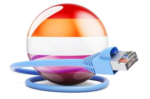 Network lan cable with Lesbian flag. 3D rendering Stock Illustration