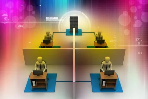 Network with laptop Stock Illustration