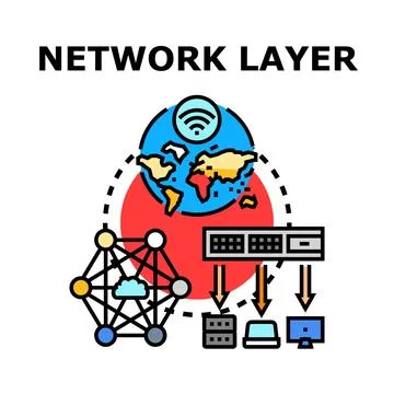 Network layer connecting global communication data processing イラスト素材