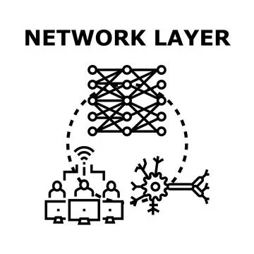 Network layer system processing data with neural connections Stock Illustration