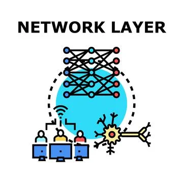 Network layer system processing data with neural connections Illustrazione stock