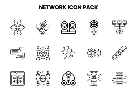 Network Line Bundle Icons Pack Stock Illustration