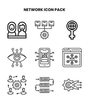 Network Line Collection Icons Pack Stock Illustration