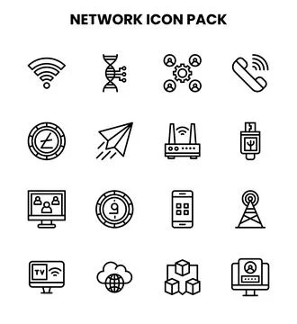 Network Line Collection Icons Pack 스톡 일러스트
