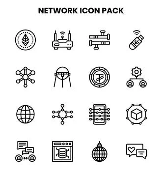 Network Line Design Icons Pack Stock Illustration