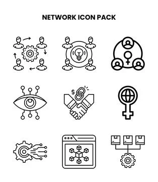 Network Line Graphics Icons Pack Illustrazione stock