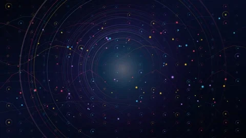 Network Line Particle Circle Loop - Dark Blue Big Data Matrix Backdrop Stock Footage 341792830