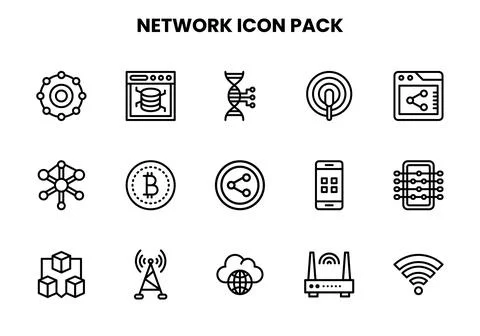 Network Line Scalable Icons Pack Stock Illustration