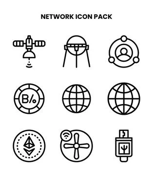 Network Line Scalable Icons Pack 스톡 일러스트