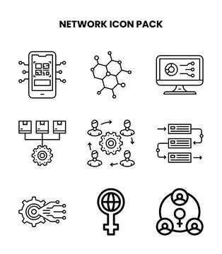 Network Line Scalable Icons Pack Stock Illustration