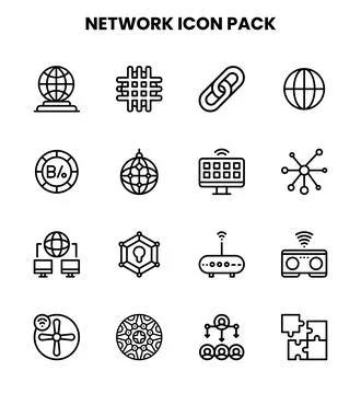 Network Line Set Icons Pack Illustrazione stock