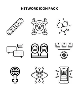 Network Line Set Icons Pack Stock Illustration