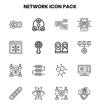 Network Line Set Icons Pack Illustrazione stock