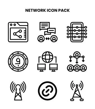 Network Line SVG Icons Pack Illustrazione stock