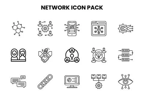 Network Line UI Icons Pack Stock Illustration