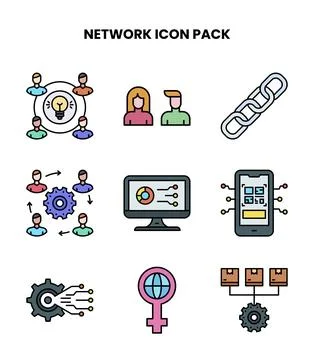 Network Lineal Color Vector Icons Pack Stock Illustration