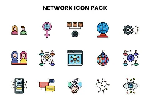 Network Lineal Color Vector Icons Pack 스톡 일러스트