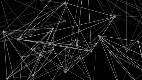 Network of lines and dots connecting in motion on a black background. Stock Footage 154457986