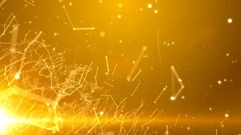 Network of lines and particles with a light in the bottom left corner. Stock Illustration