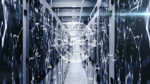 Network lines materializing, data gathering, data globe emerging and pulsing Stock-Footage 310140947
