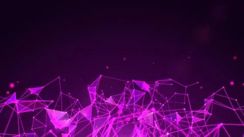 Network of lines, polygons and particles on lower half of screen Stock Illustration