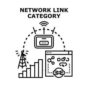 Network link category connecting digital communication concepts Stock Illustration