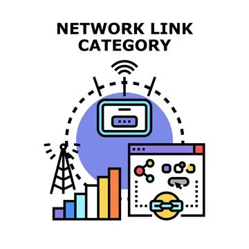 Network link category connecting digital communication concepts Stock Illustration