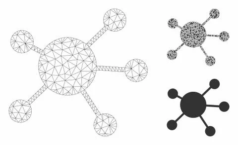 Network Links Vector Mesh Carcass Model and Triangle Mosaic Icon Stock Illustration