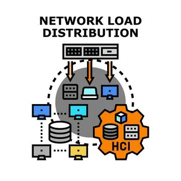 Network load distribution system with hyper converged infrastructure concept Stock Illustration