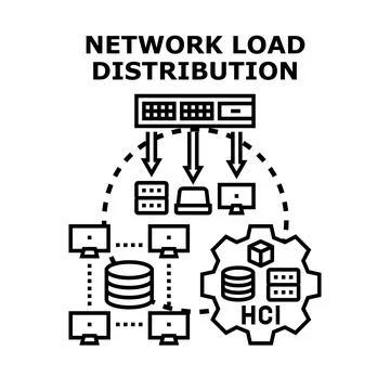Network load distribution system with hyper converged infrastructure concept Stock Illustration