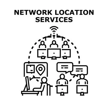 Network location services providing global digital communication access Stock Illustration