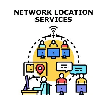 Network location services providing global digital communication access Stock Illustration