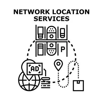 Network location services providing global advertisement and delivery trackin Stock Illustration