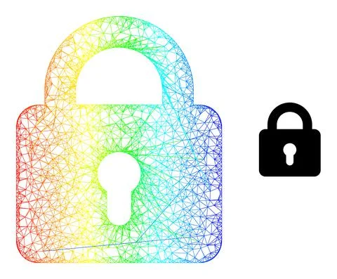 Network Lock Mesh Icon with Spectral Gradient Stock Illustration
