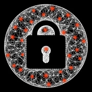 Network Locked Web Mesh with Bright Flash Nodes Stockillustratie