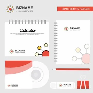 Network Logo, Calendar Template, CD Cover, Diary and USB Brand Stationary Pac Illustrazione stock