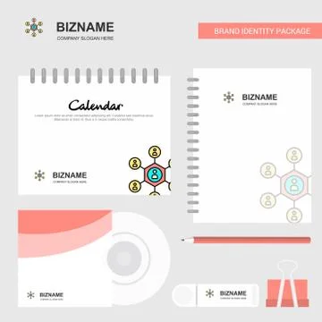 Network Logo, Calendar Template, CD Cover, Diary and USB Brand Stationary Pac Stock Illustration