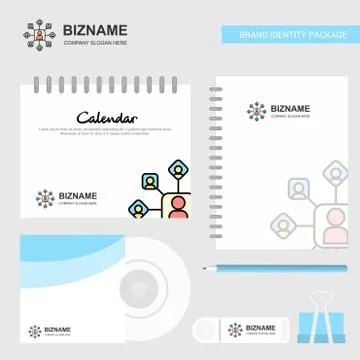 Network  Logo, Calendar Template, CD Cover, Diary and USB Brand Stationary Pa Stock Illustration