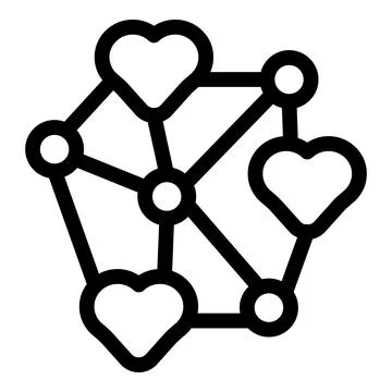 Network of love connecting hearts through lines and nodes Stockillustratie
