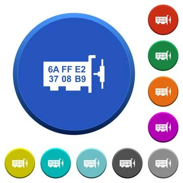 Network mac address beveled buttons Stock Illustration