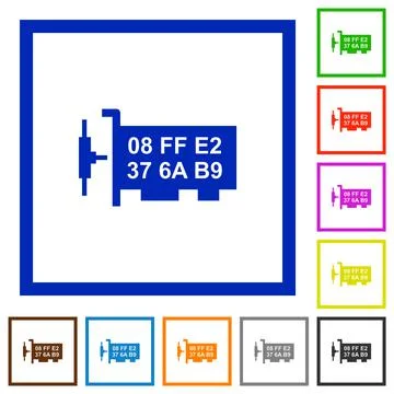 Network mac address flat framed icons Stock Illustration