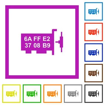 Network mac address flat framed icons Stock Illustration
