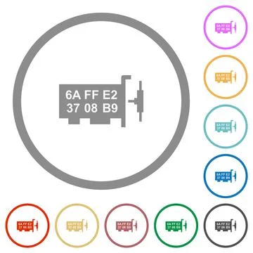 Network mac address flat icons with outlines Stock Illustration