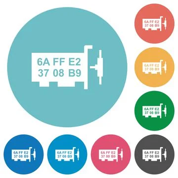 Network mac address flat round icons Stock Illustration