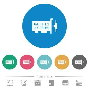 Network mac address flat round icons Stock Illustration